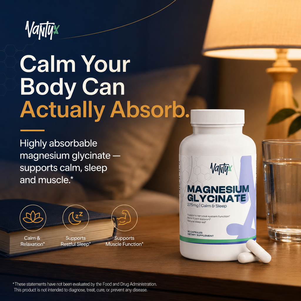Magnesium Glycinate 275mg — Calm & Sleep · 90 Capsules