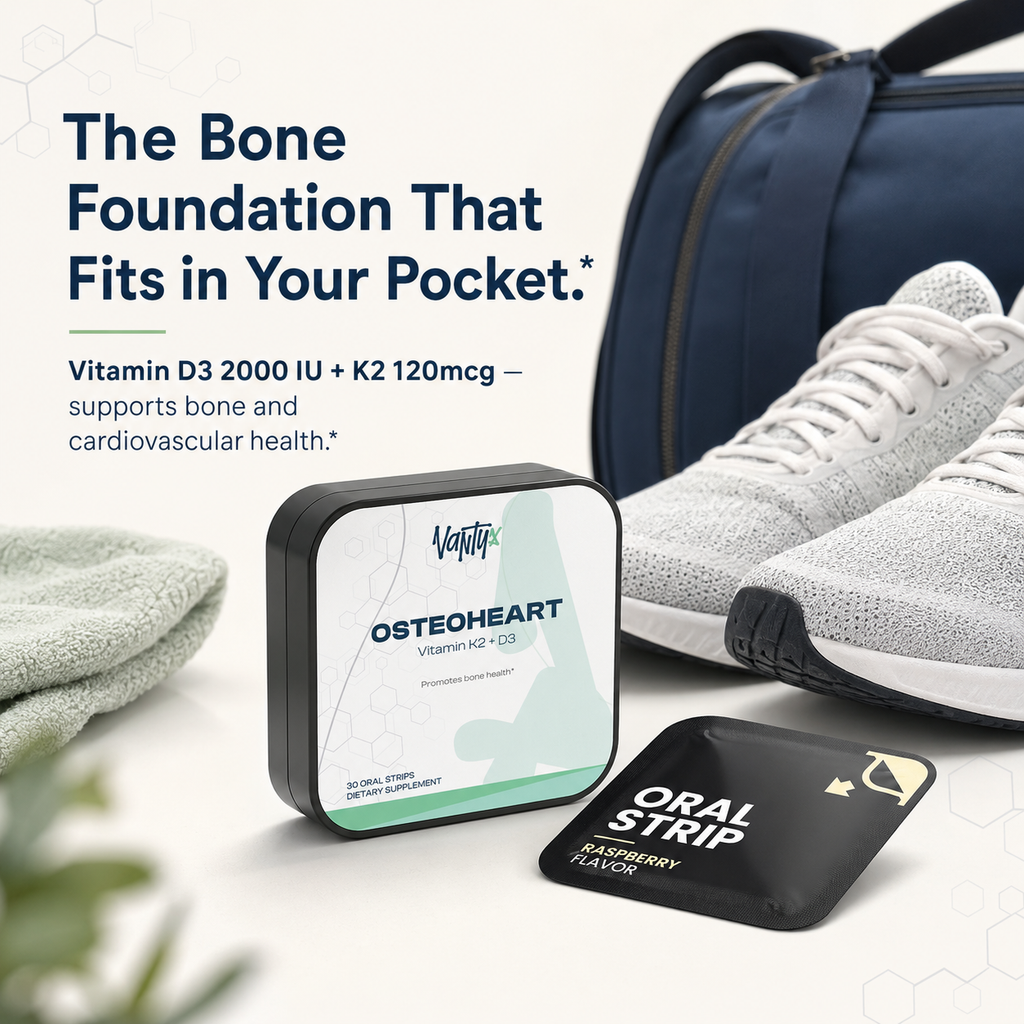 Vantyx Osteoheart Strips — D3 + K2, 30 Raspberry Strips