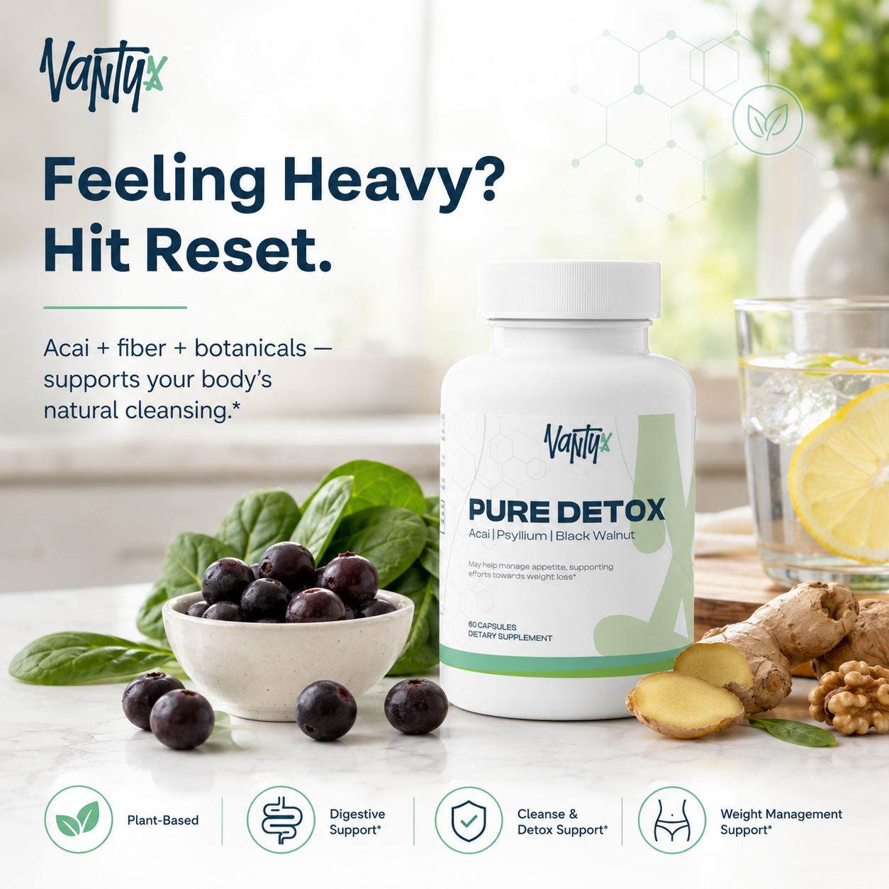 Pure Detox — Acai Berry Complex · 60 Capsules