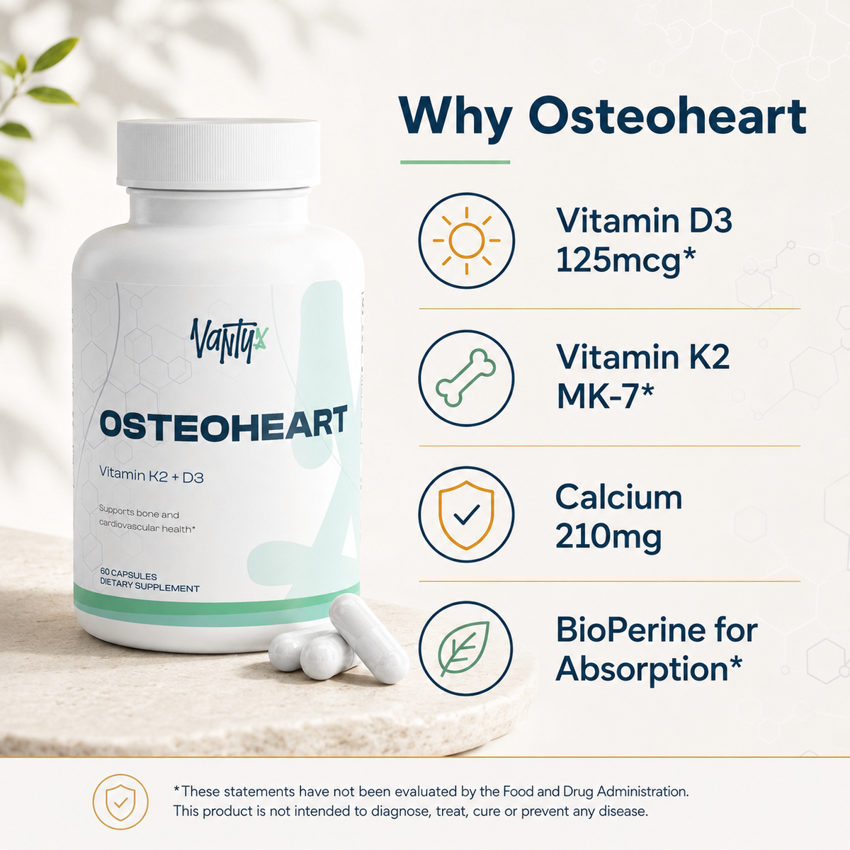 Vantyx Osteoheart K2 + D3 — 60 Capsules