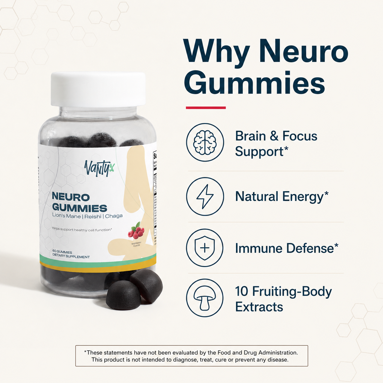 Neuro Gummies — Mushroom Complex Gummies, Raspberry