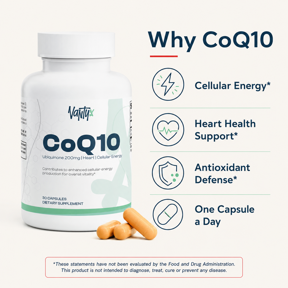 Vantyx CoQ10 200mg Ubiquinone — 30 Capsules