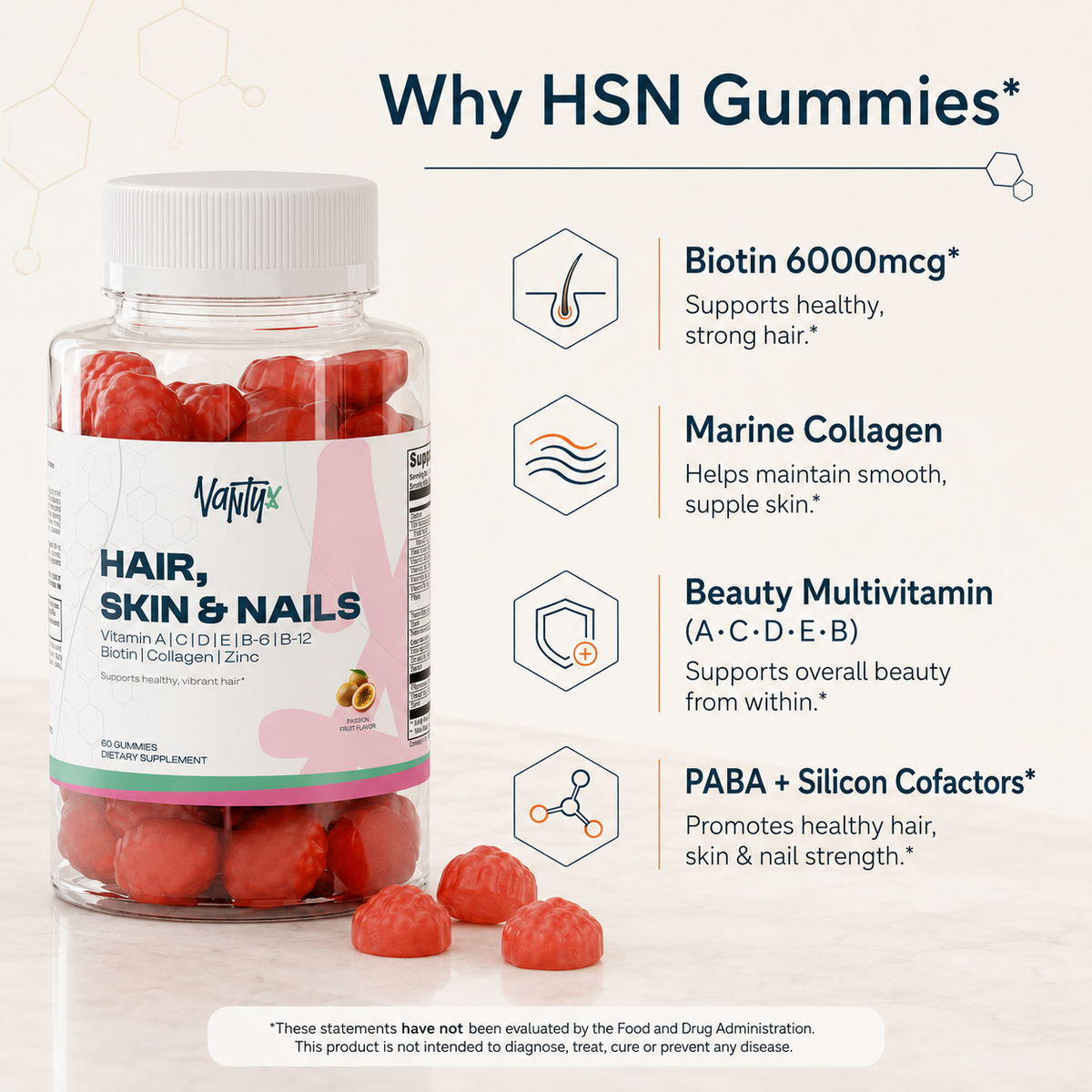 Hair, Skin & Nails Gummies – 60ct
