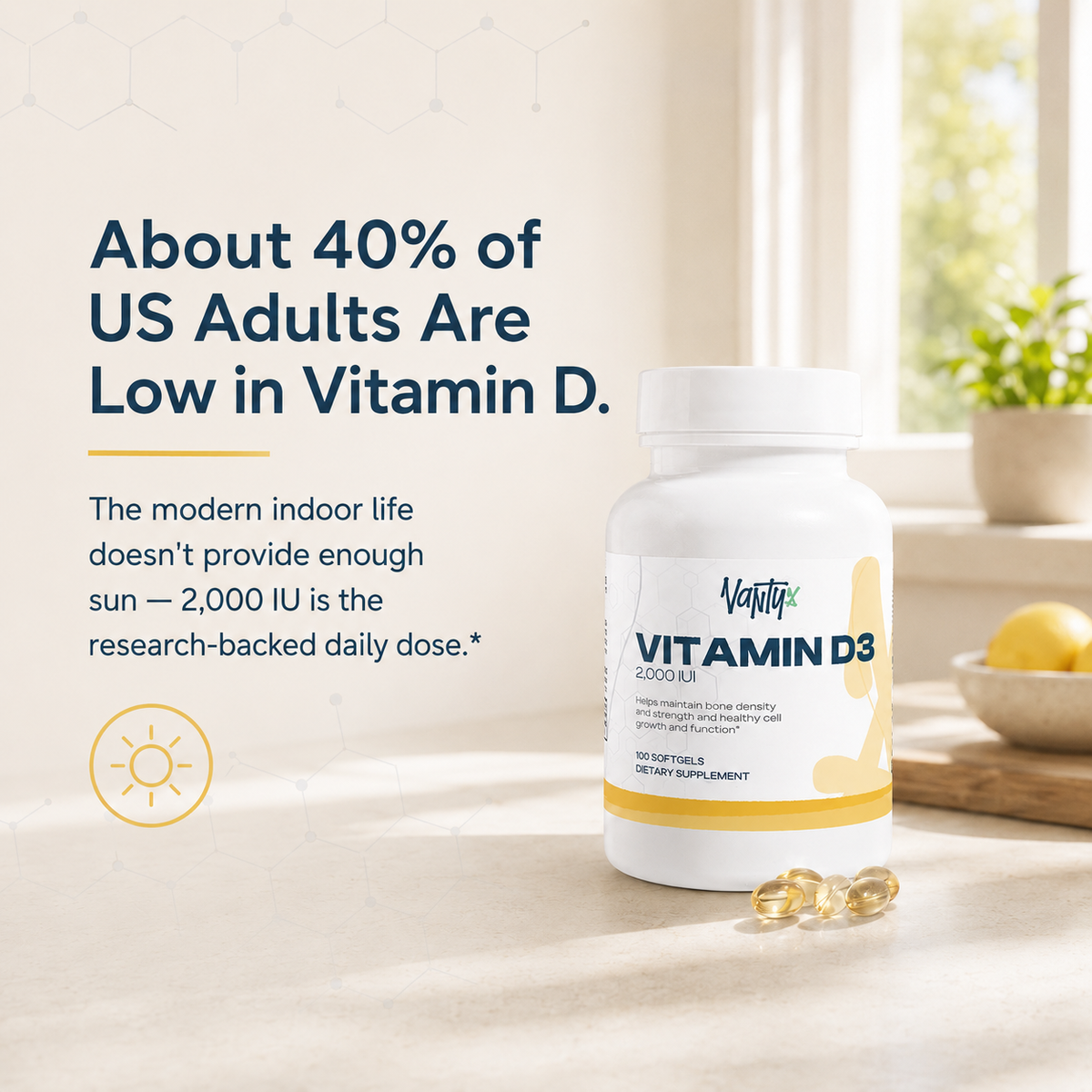 Vantyx Vitamin D3 2,000 IU — 100 Softgels