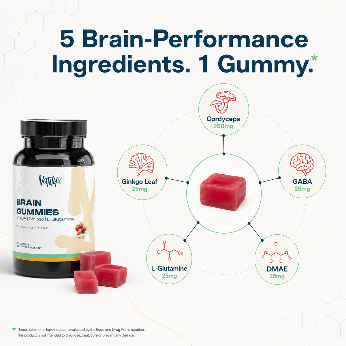 Brain Gummies — Cordyceps Focus Gummies, Strawberry