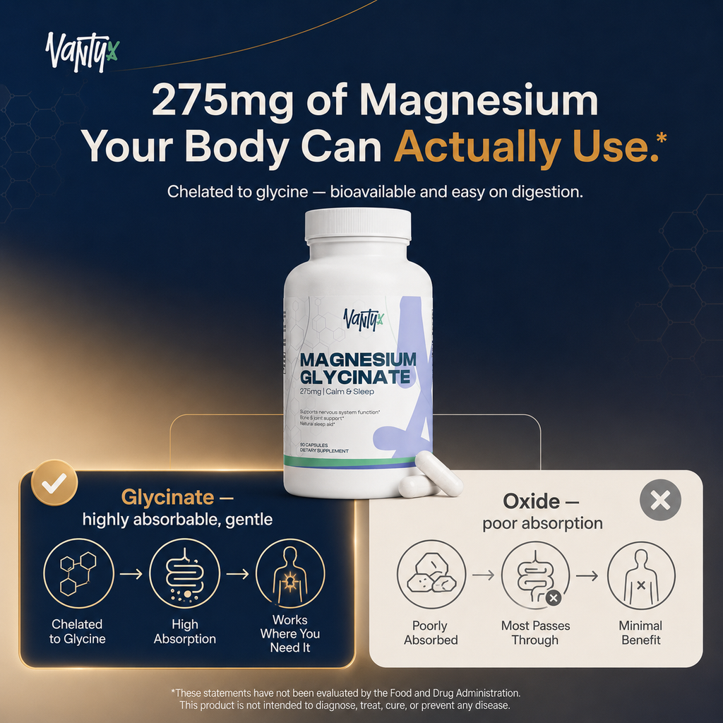 Magnesium Glycinate 275mg — Calm & Sleep · 90 Capsules
