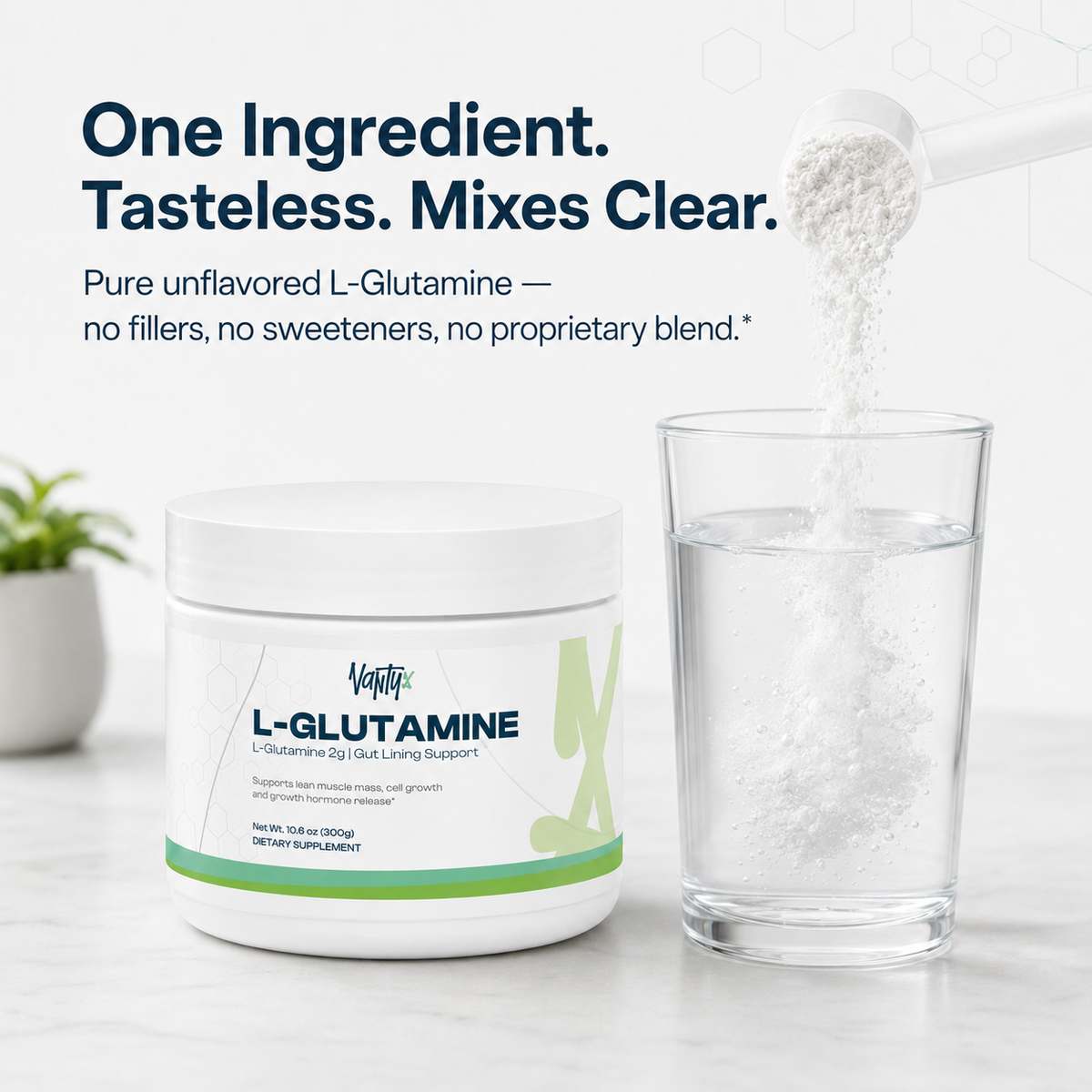 L-Glutamine Powder — Gut Lining Support · 2g per Serving · 300g (150 Servings)
