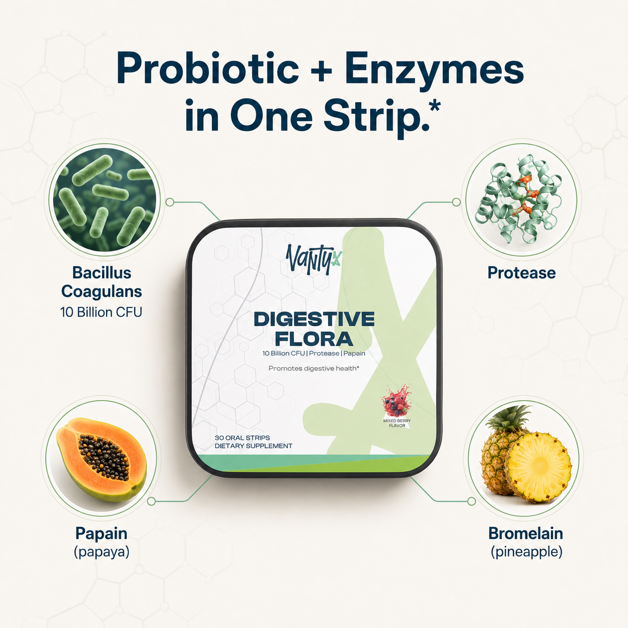 Digestive+ Gut Health Strips — 30 Mixed Berry
