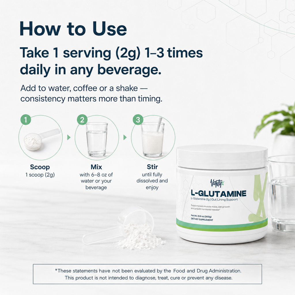 L-Glutamine Powder — Gut Lining Support · 2g per Serving · 300g (150 Servings)