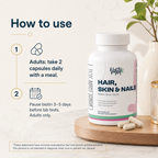 Hair, Skin & Nails Essentials Vantyx — Multivitamínico + Hierro + Biotina 5000mcg + Mezcla Botánica · 60 Cápsulas