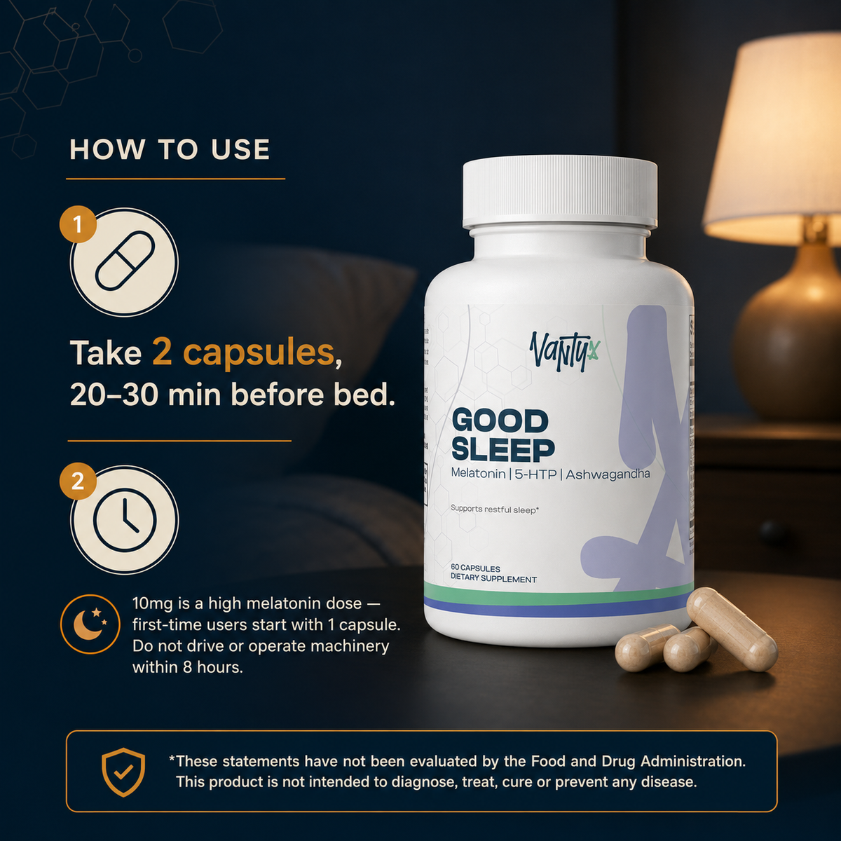 Good Sleep Support — Melatonin 10mg · 60 Capsules