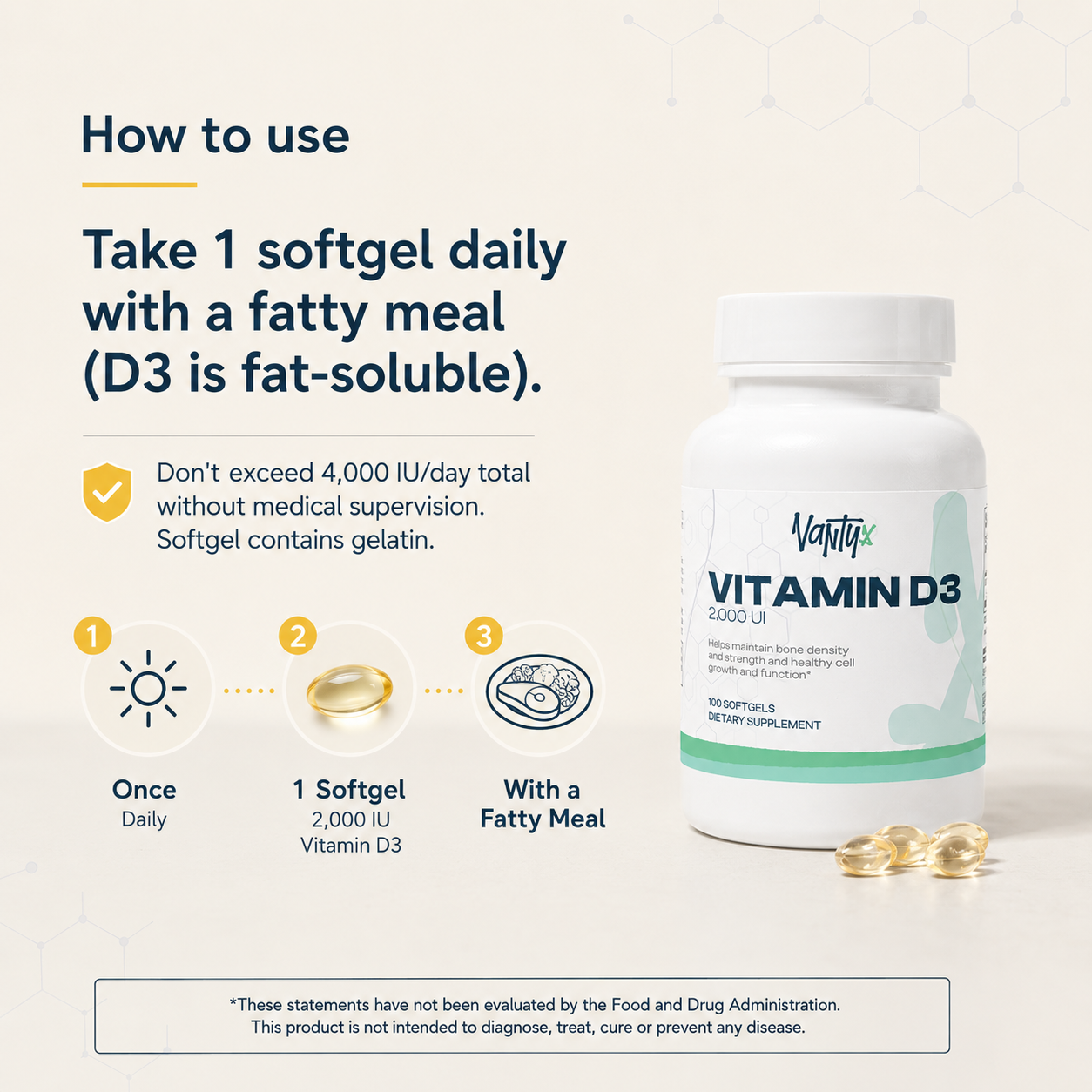 Vantyx Vitamin D3 2,000 IU — 100 Softgels