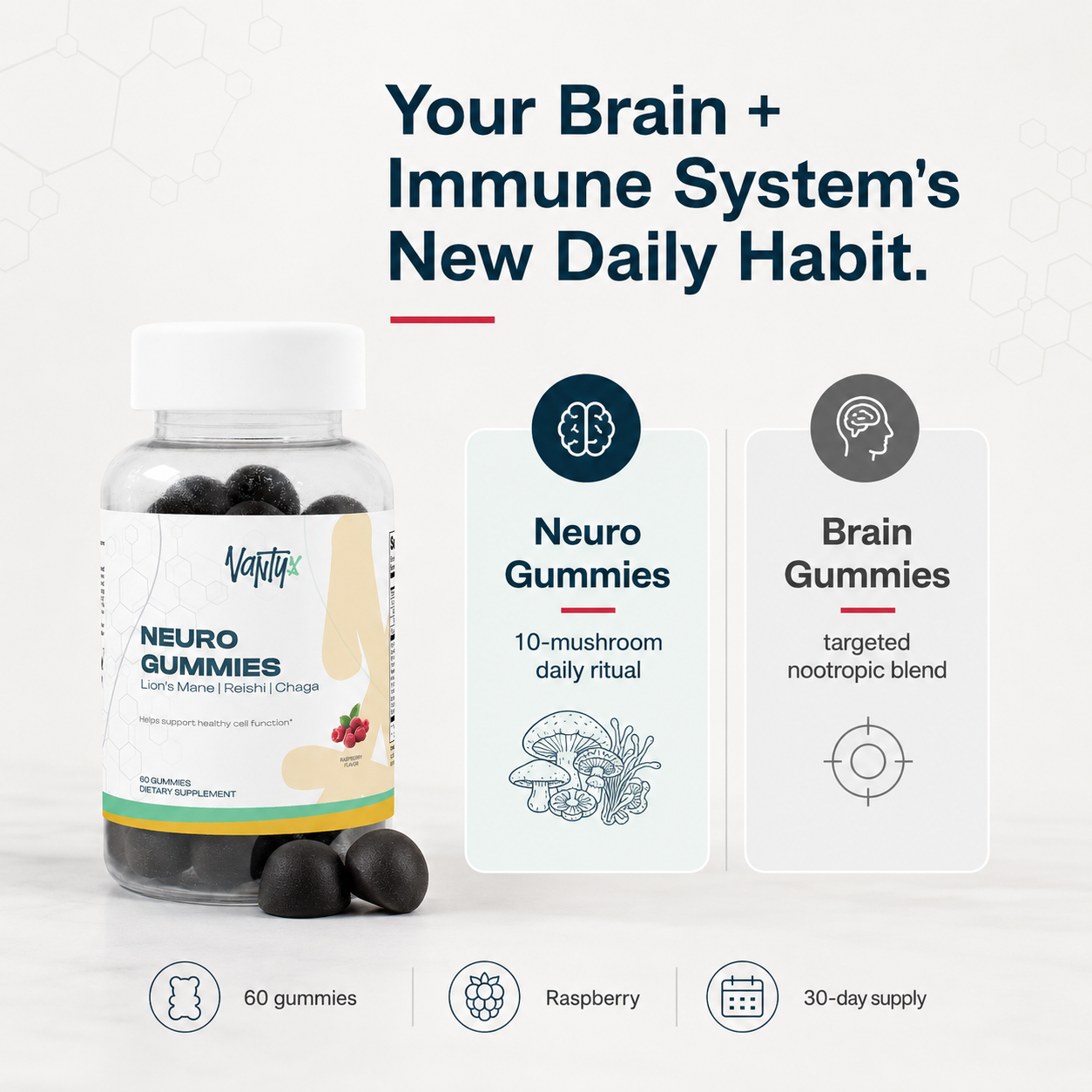 Neuro Gummies — Mushroom Complex Gummies, Raspberry