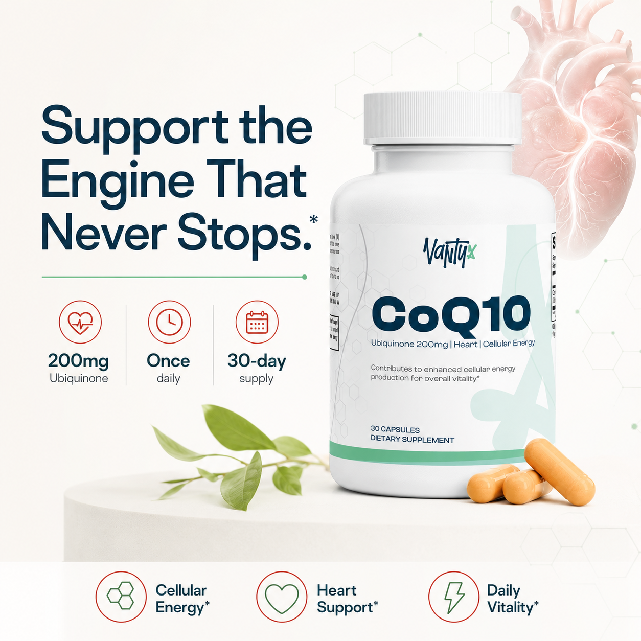 Vantyx CoQ10 200mg Ubiquinone — 30 Capsules