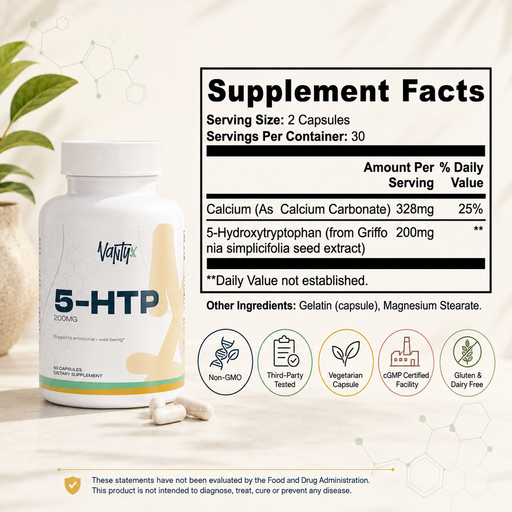 5-HTP 200mg — Mood & Sleep Support · 60 Capsules