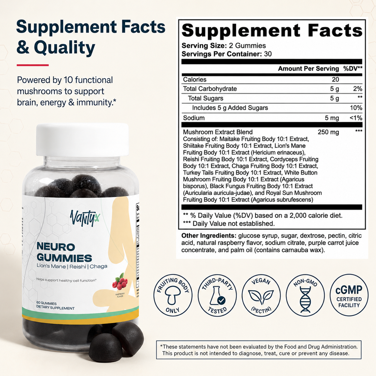 Neuro Gummies — Mushroom Complex Gummies, Raspberry