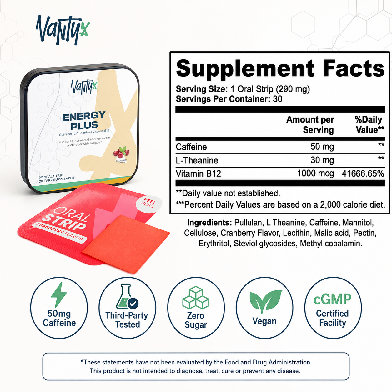 Energy Plus — Caffeine + L-Theanine Oral Strips