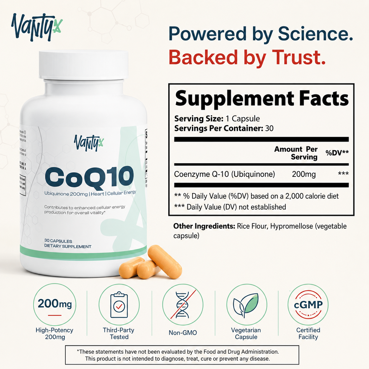 Vantyx CoQ10 200mg Ubiquinone — 30 Capsules