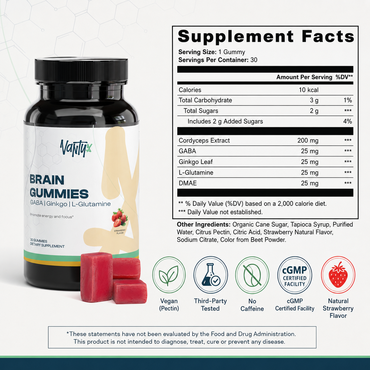 Brain Gummies — Cordyceps Focus Gummies, Strawberry