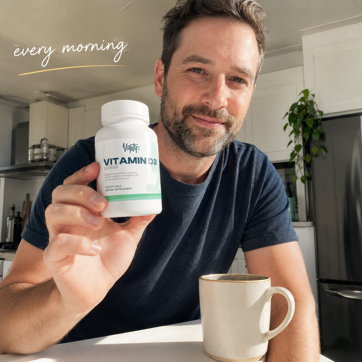 Vitamina D3 2,000 UI Vantyx — Huesos, sistema inmunitario y bienestar diario · 100 cápsulas blandas (suministro para 100 días)