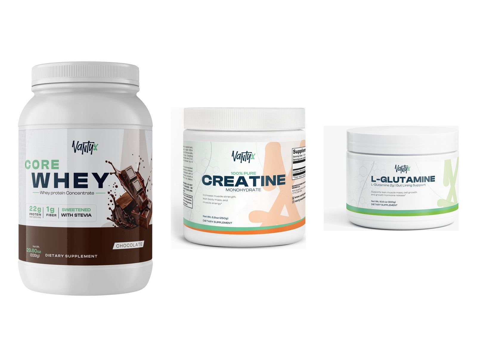 Total Performance Kit, Chocolate: Core Whey, Creatine Monohydrate and L-Glutamine