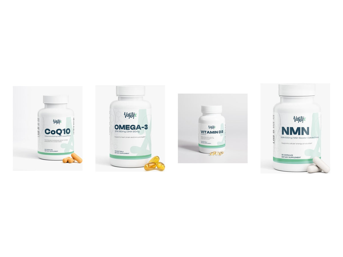 Vitality 40+ Kit: CoQ10, Omega-3 Fish Oil, Vitamin D3 and NMN